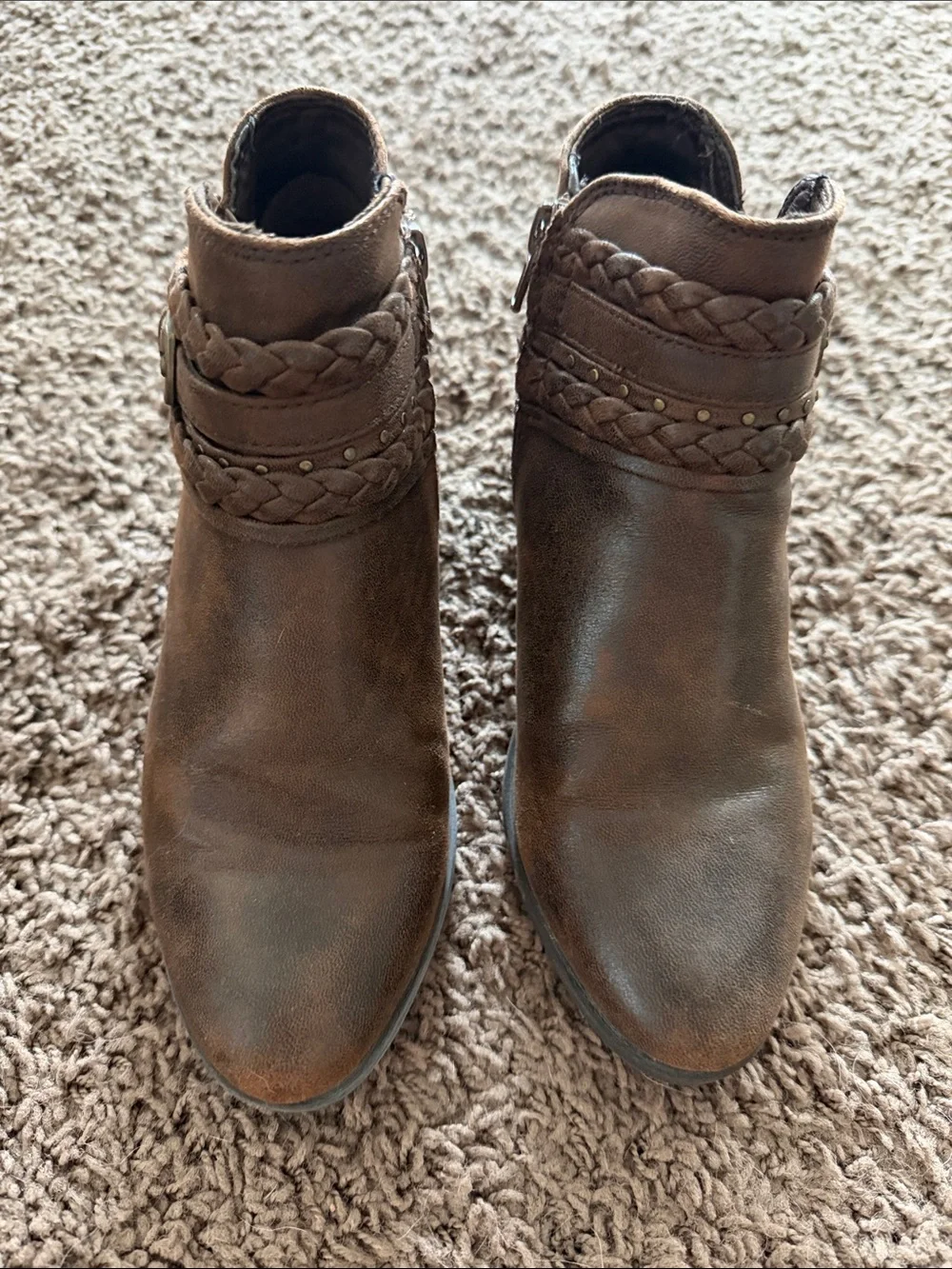 Women's Braided Ankle Booties - Brown Size 5.5